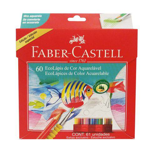 EcoLápis de Cor Sextavado Aquarelável Estojo com 60 Cores - Faber Castell