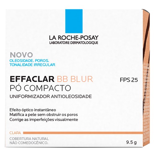 Effaclar BB Blur La Roche Posay Uniformizador Antioleosidade Pó Compacto Cobertura Natural Clara com 9,5g