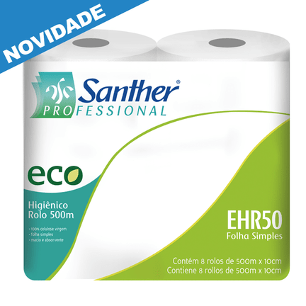 EHR50 - Papel Higiênico Santher Rolão 8 Unid de 500 Metros Cada