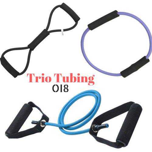 Elásticos Extensores 3 Peças - Trio Tubing IO8 Ginástica e Musculação