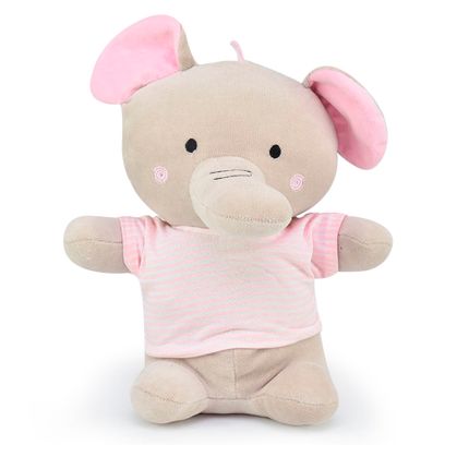 Elefante Camiseta Listrada - Cinza com Rosa - Zip Toys
