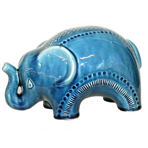 Elefante de Cerâmica Azul G