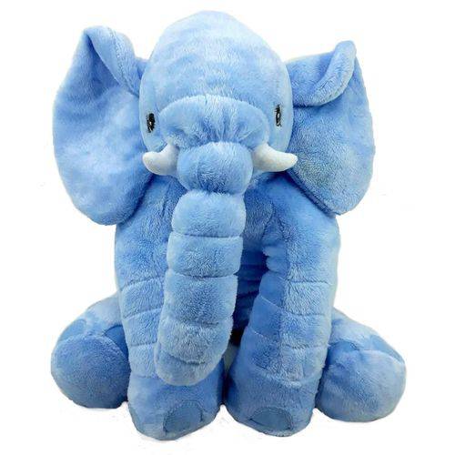 Elefante de Pelúcia Travesseiro Azul 37 Cm