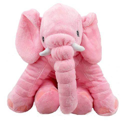 Elefante de Pelúcia Travesseiro Rosa 37 Cm
