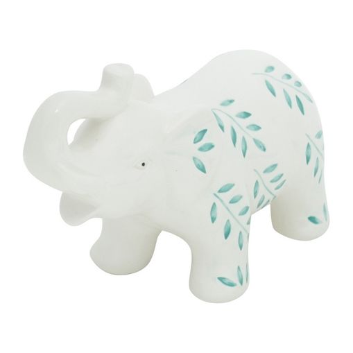 Elefante Decorativo de Cerâmica Branco Flowers Urban