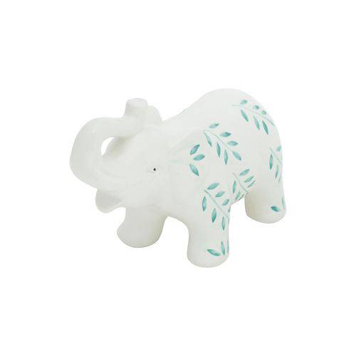 Elefante Decorativo de Cerâmica Branco Flowers - Urban