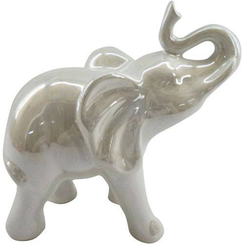 Elefante Decorativo em Cerâmica Branco Curved Snout Urban