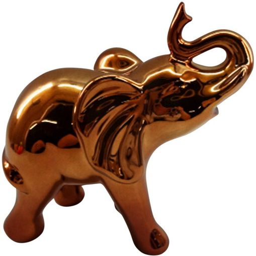 Elefante Decorativo em Cerâmica Cobre Curved Snout Urban