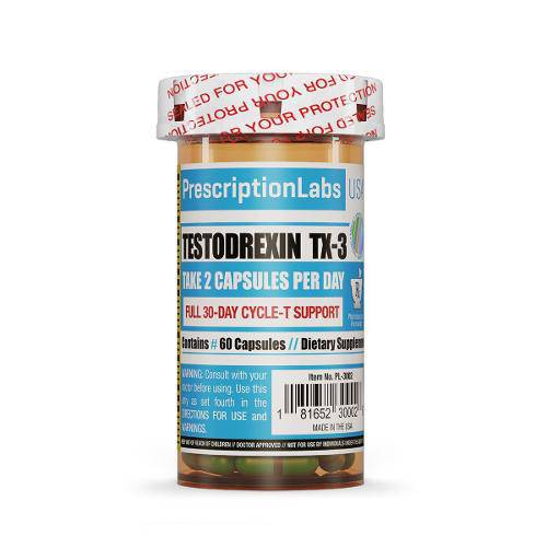Elevação Natural de Testosterona TESTODREXIN TX-3 - PrescriptionLabs Usa - 60 Caps