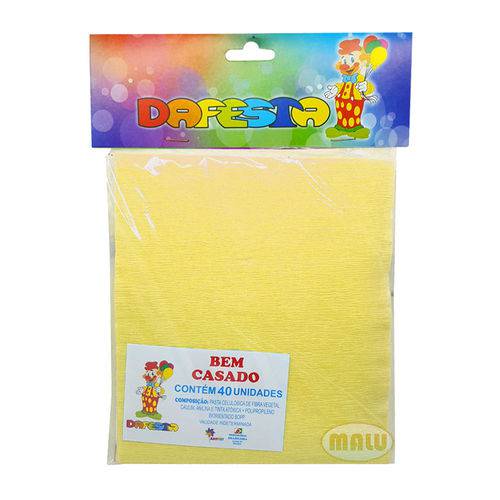 Embalagem Crepom Bem Casado Amarelo Claro C/40 - Dafesta