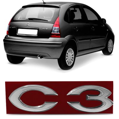 Emblema C3 do Porta Malas Citroen C3 2004 a 2012 Cromado