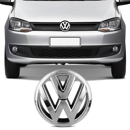 Emblema Volkswagen Cromado Fox Grade Dianteira Encaixe Perfeito
