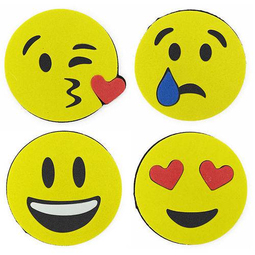 Emojis em Eva 16 Unidades com 4 Expressões Diferentes 5cm de Altura