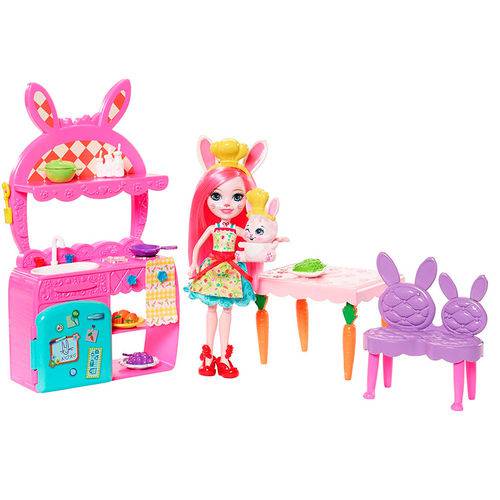 Enchantimals Cômodos da Casa - Cozinha Alegre e Boneca Bree Bunny - Mattel