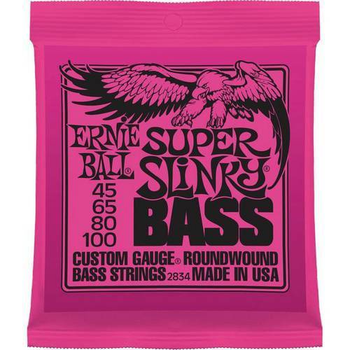 Encordoamento Baixo 4 Cordas Ernie Ball 2834 Super Slinky Bass 045/100