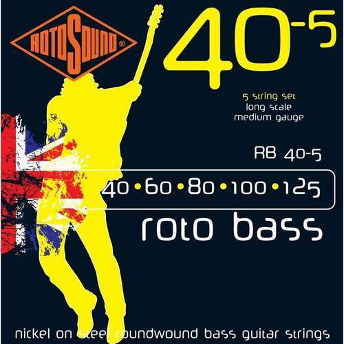 Encordoamento Baixo 5 Cordas Rotosound Rb40-5 Roto Bass Yellow 40/60/80/100/125