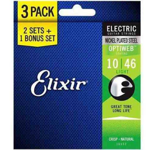 Encordoamento Elixir Guitarra 010|046 Optiweb Light Pack Leve 3 Pague 2