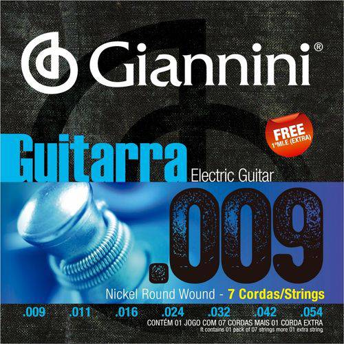Encordoamento Guitarra de 7 Cordas Giannini 09 054 GEEGST709