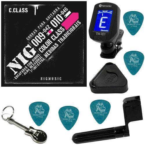 Encordoamento P/ Guitarra 09 042 Nig Color Class Rosa N1635 + Kit IZ2