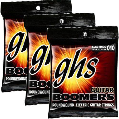 Encordoamento para Guitarra de 7 Cordas 010 GHS Boomers Medium GB7M - Kit com 3