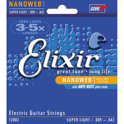 Encordoamento para Guitarra Elixir Nanoweb Super Light 009