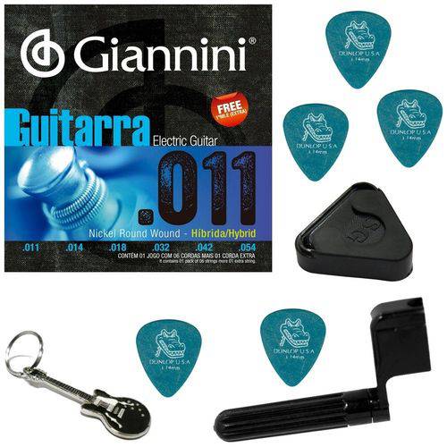 Encordoamento para Guitarra Giannini 011 054 Híbrido GEEGSTH11 + Acessórios IZ1