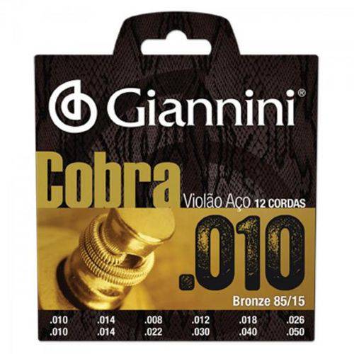 Encordoamento para Violão 12 Cordas Gee12 Cobra Aço 0.10 Giannini