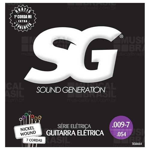 Encordoamento Sg (S.Generat.) Sg 6664 Guitarra .009 - 7 Cordas Niquel