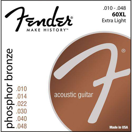 Encordoamento Violão Aço Fender 010 Phosphor Bronze 60XL