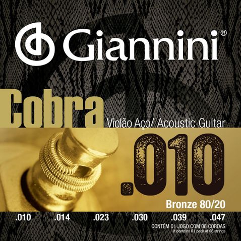 Encordoamento Violao Giannini Ca82xl Bronze 80/20 Extra Light 0.010