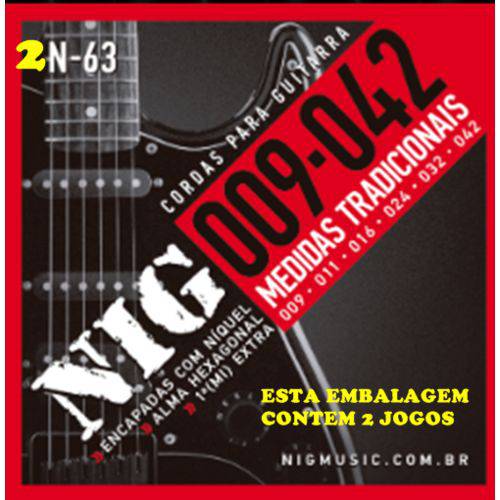 2 Encordoamentos de Guitarra Nig Aço 2n63 009
