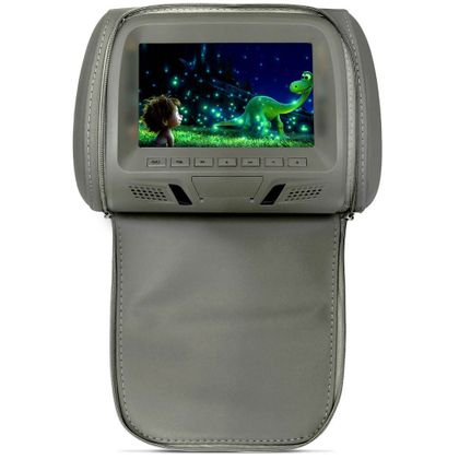 Encosto de Cabeça LCD 7" TechOne Standard Ziper Cinza - DVD - USB - SD