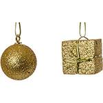 Enfeite de Árvore - Bolas e Presentinhos Dourados 12 Peças - Orb Christmas