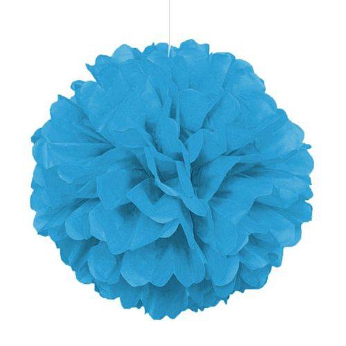 Enfeite Decorativo Pompom de Papel Crepom 35cm Azul
