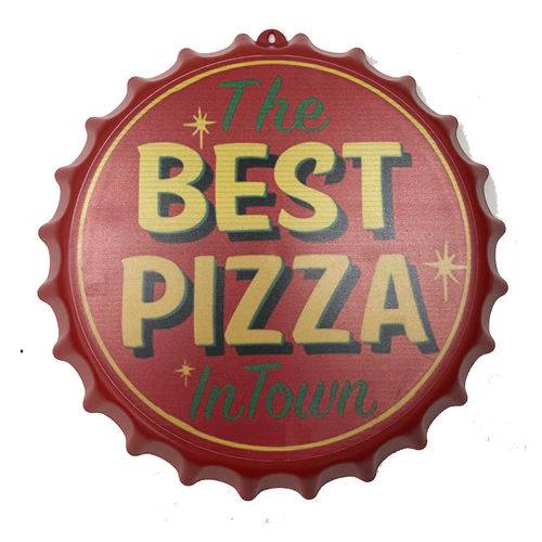 Enfeite Decorativo Tampa Pizza Plástico Cor Vermelho 40x40x5