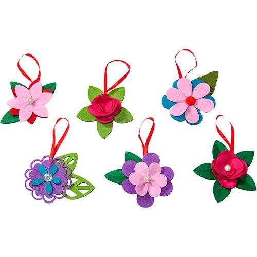 Enfeite Florzinhas Coloridas em Tecido, 6 Peças - Christmas Traditions