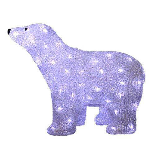 Enfeite Iluminado Urso de Acrilico com 80 Lampadas de Led