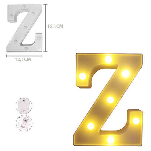 Enfeite Luminoso com 7 Leds Letra Z de Plastico 16 1x12 1cm a Pilha