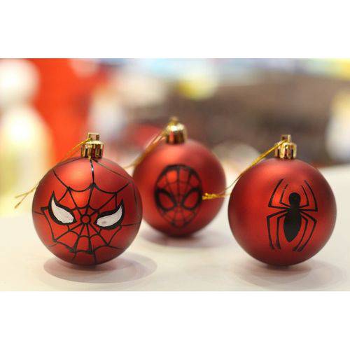 Enfeites de Natal Bola Spider Man - Pack com 4 Bolas 8cm