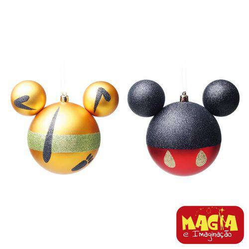 Enfeites de Natal Disney Bola Mickey e Pluto - Pack com 2 Bolas 10cm