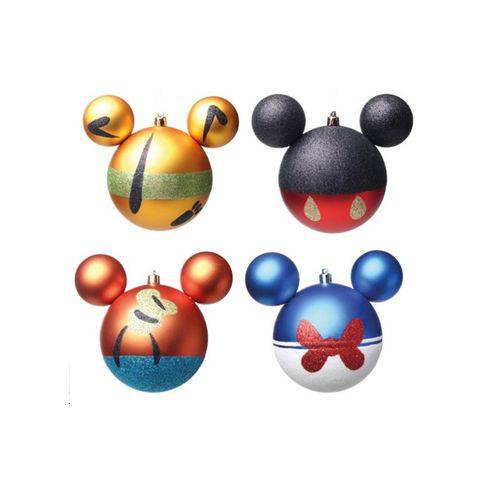 Enfeites de Natal Disney Bola Turma do Mickey - Pack com 4 Bolas 8cm