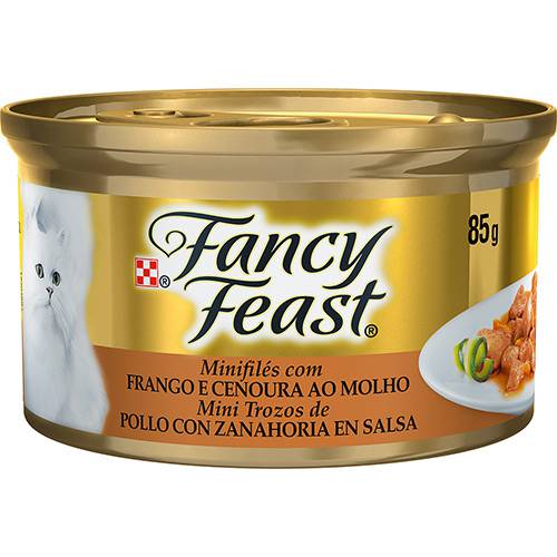 Enlatado para Gatos Sabor Frango e Cenoura ao Molho Minifilés 85g - Fancy Feast