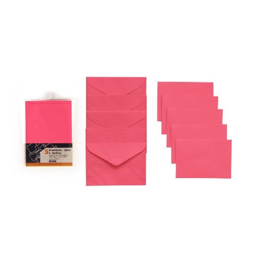 Envelope 114x162mm com Cartao Rosa Escuro 5un 57131 Cw Blister