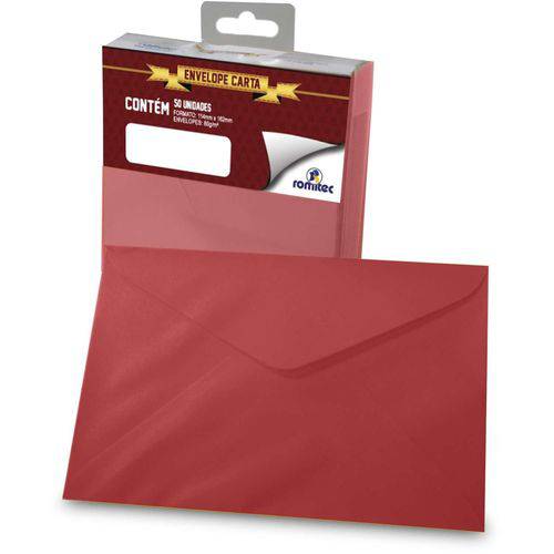 Envelope Carta Colorido Vermelho 80g 114x162mm Romitec Cx.c/50