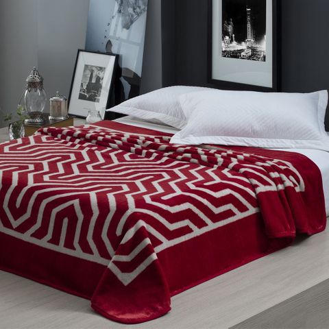 Enxovais Cama Adulto Casal Padrao Cobertor Corttex -Microfibra Home Design Saxon Vermelho