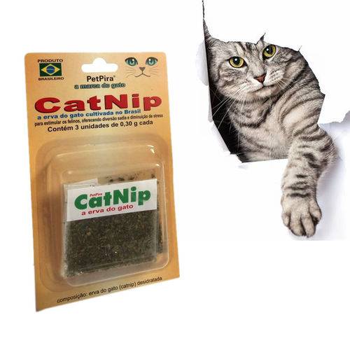 Erva do Gato Catnip Gato Cat Desidratado 0,30G Cada 3 Pacotes Estimulante