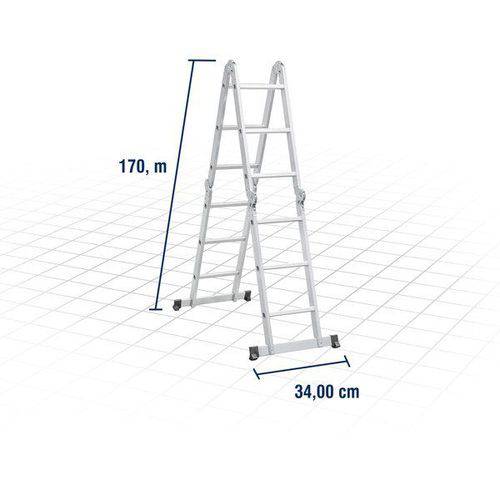 Escada 4x3 12 Degraus Articulada Aluminio