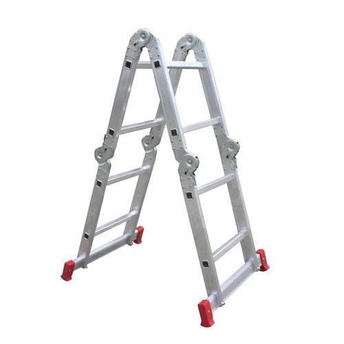 Escada Articulada Multifuncional Alumínio Compacta 13 Posições 8 Degraus Botafogo Lar e Lazer