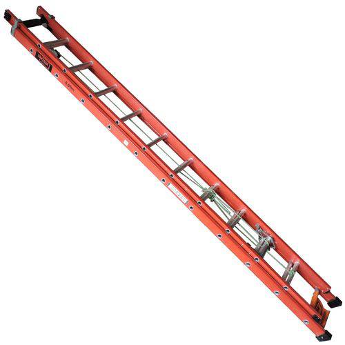 Escada Extensível 6 Metros Síntese Modelo EAFD-19 Fibra de Vidro e Degrau D em Aluminio Perfil Vazado Laranja