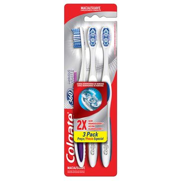 Escova Dental Colgate 360º Luminous White 3unid Promo C/ Desconto